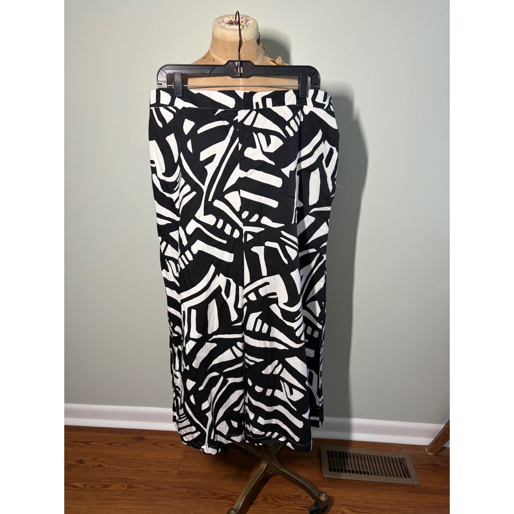 Eloquii Black White Abstract Geometric Wide Leg Pants Artsy Cotton Plus Size 14